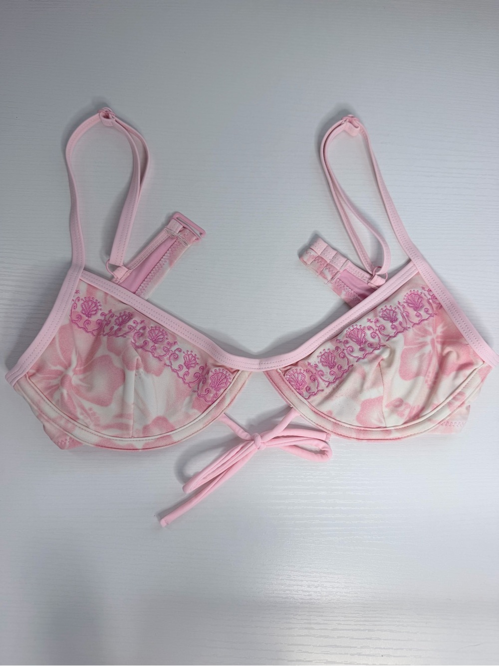 Pink Palm Puff bikini top Luna style size XS in paradise pink